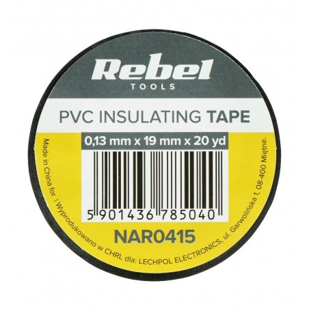 Insulating tape Rebel 0,13x19mm x 18,2m black Insulating tape Rebel 0,13x19mm x 18,2m black