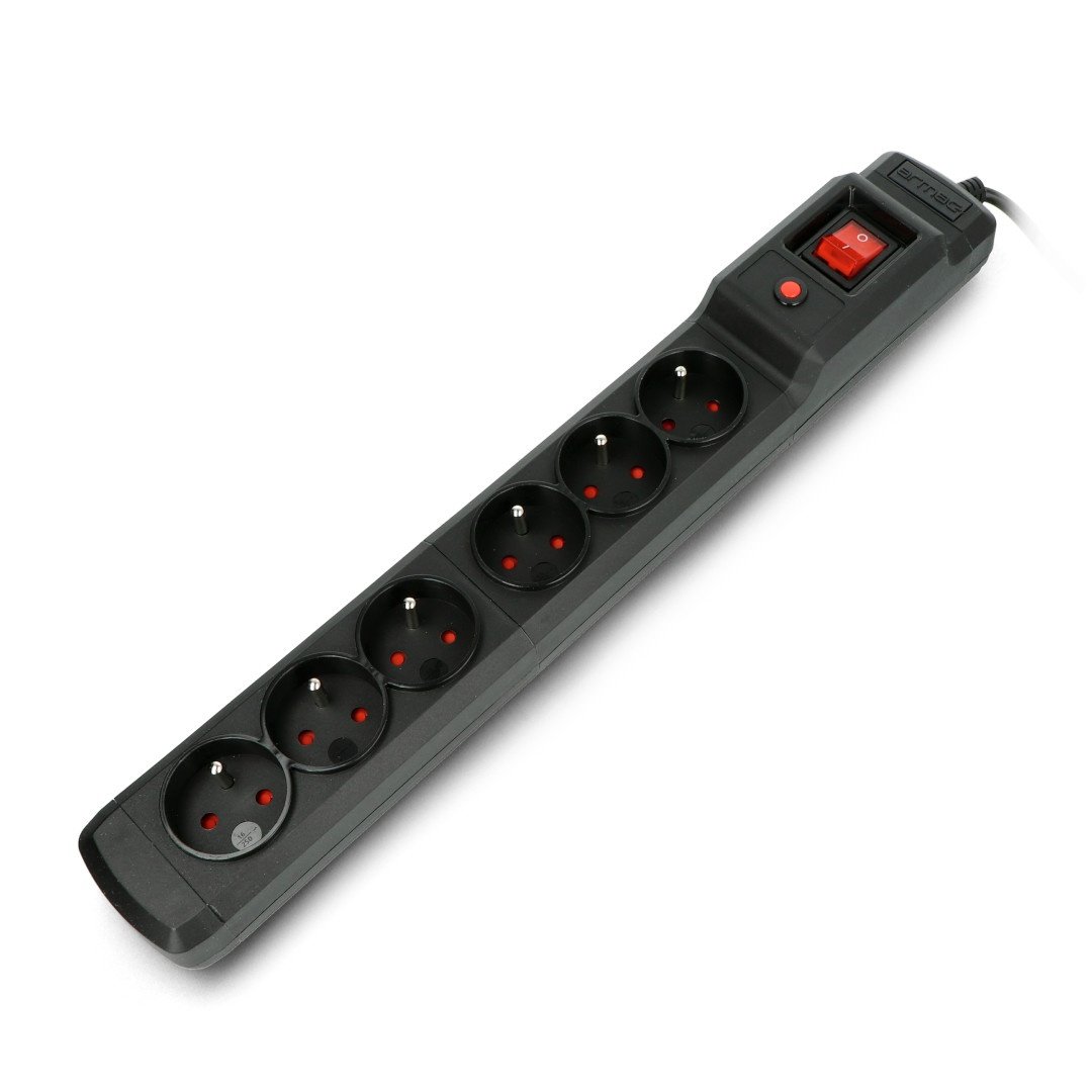 Power strip with protection Armac Multi M6 black - 6 sockets -