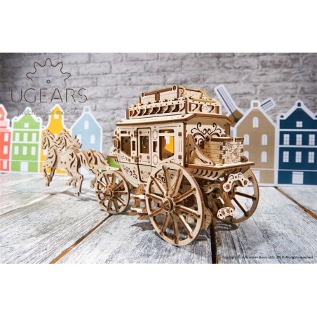 Postal stagecoach - mechanical model for assembly - veneer - Postal stagecoach - mechanical model for assembly - veneer -