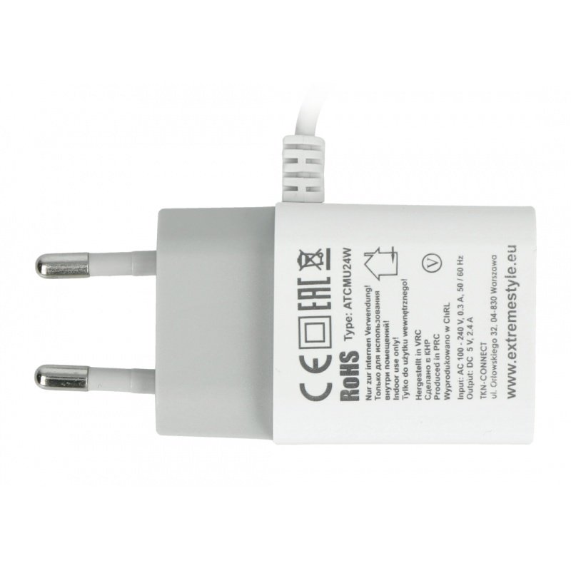 eXtreme Ampere ATCMU24W microUSB + USB 2,4A Power Supply - white