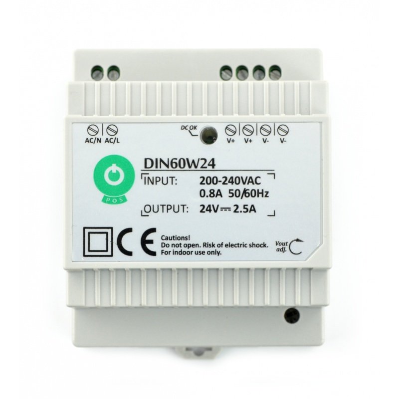 Power supply DIN60W24 for DIN rail - 24V / 2,5A / 60W