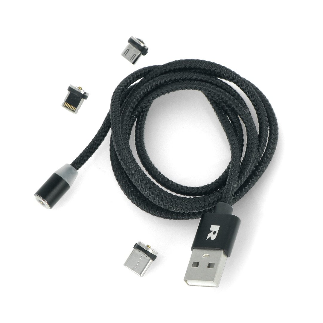 Kabel USB magnetyczny 3w1 microUSB, USB typu C, Lightning 100