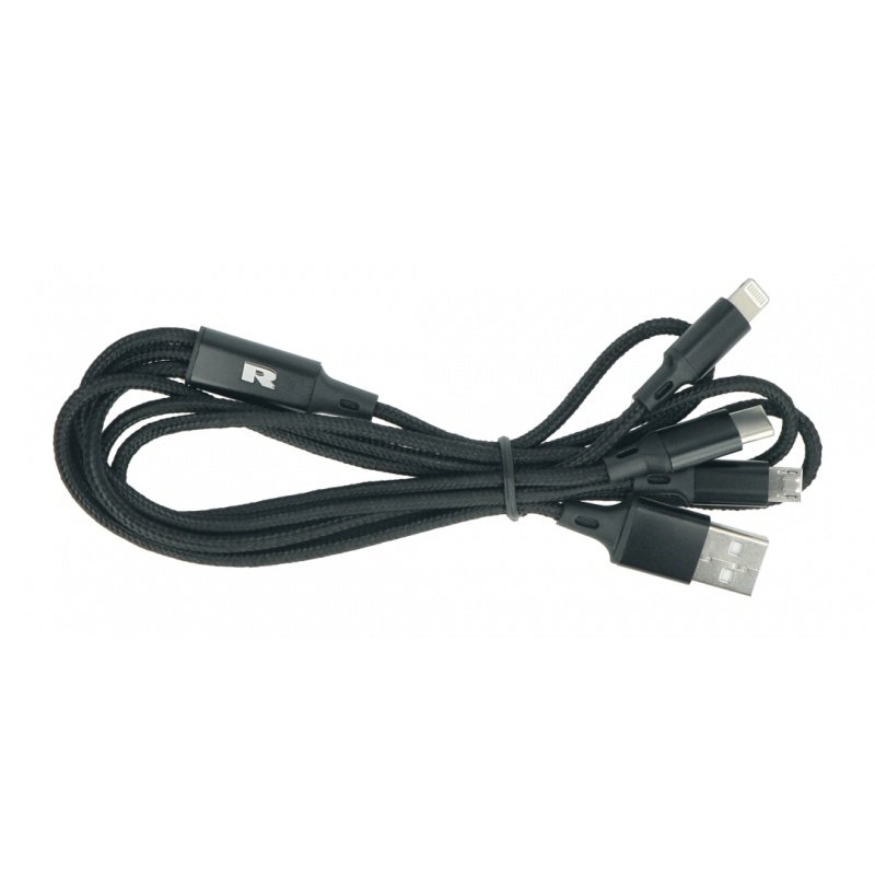 Kabel USB 3w1 microUSB, USB typu C, Lightning 100 cm