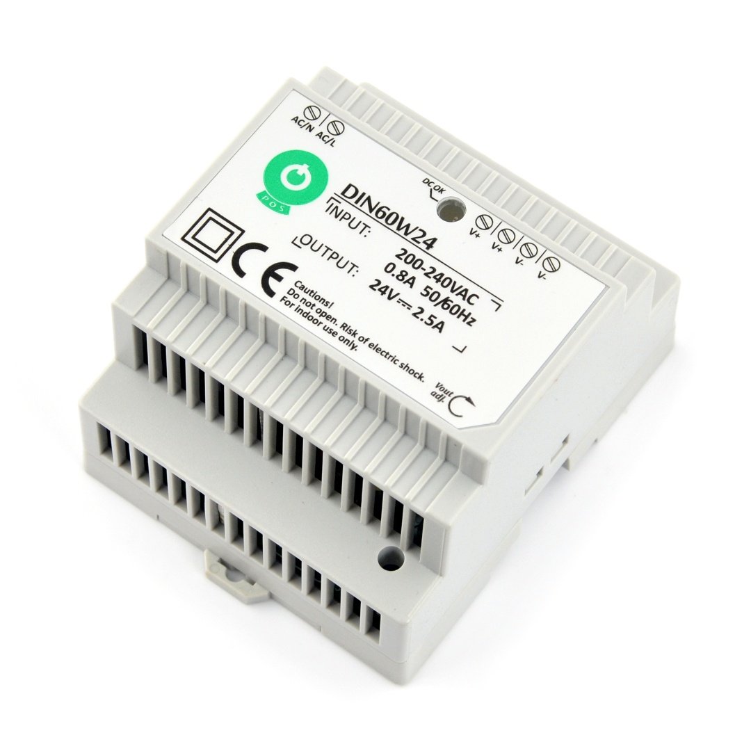 DIN60W24 power supply for DIN rail - 24V/2,5A/60W