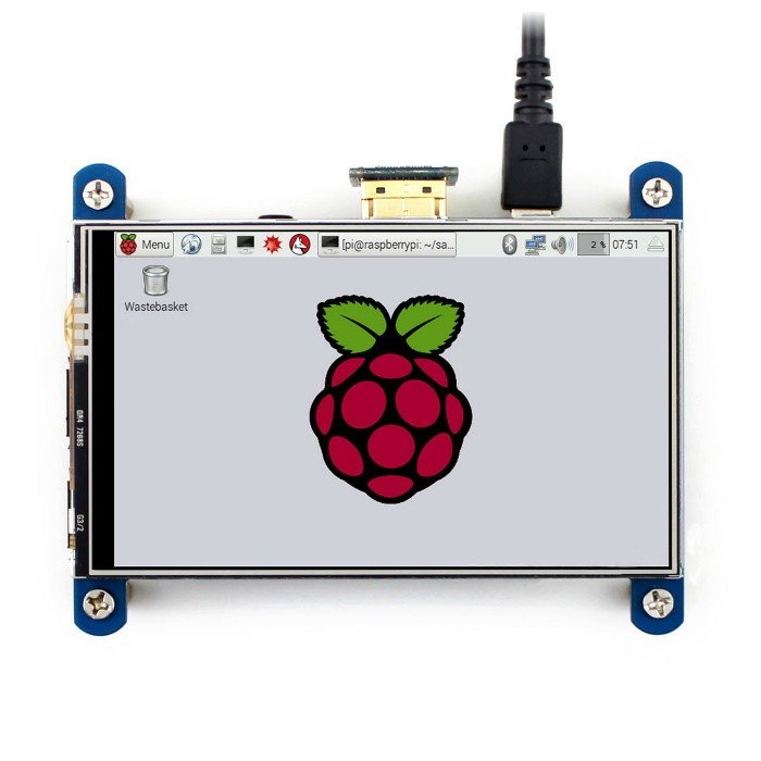 Touch screen resistive LCD IPS 4" 800x480px HDMI + GPIO for Raspberry Pi - Waveshare 12030