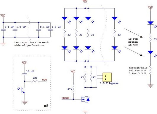 Schemat listwy QTR-8RC