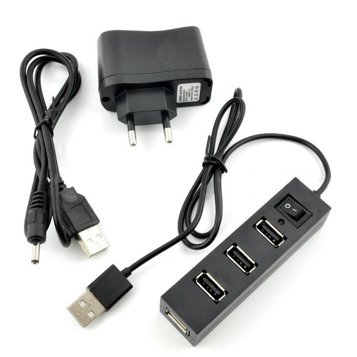 HUB USB 4-porty z włącznikiem i zasilaczem