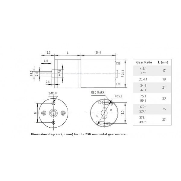 Pololu - 34:1 Metal Gearmotor 25Dx52L mm HP 12V