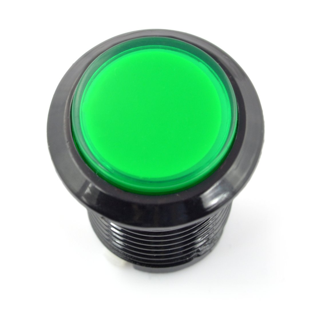 Arcade Push Button 3,3cm czarna obudowa - zielony z podświetleniem