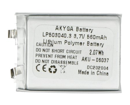Akumulator Li-Pol Akyga 50mAh 1S 3,7V - złącze JST-BEC + gniazdo