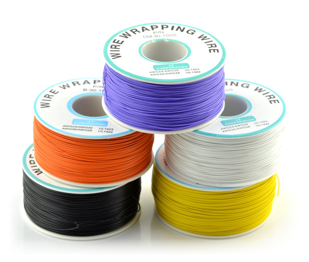 Wire spool set 30AWG - different colors - 5 pcs - justPi Botland - Robotic  Shop