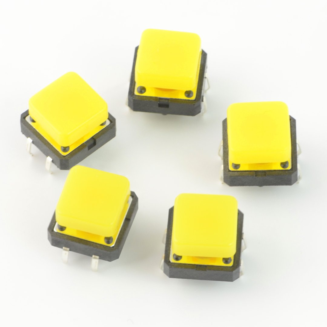 Tact Switch 12x12 mm z nasadką kwadratowy - żółty