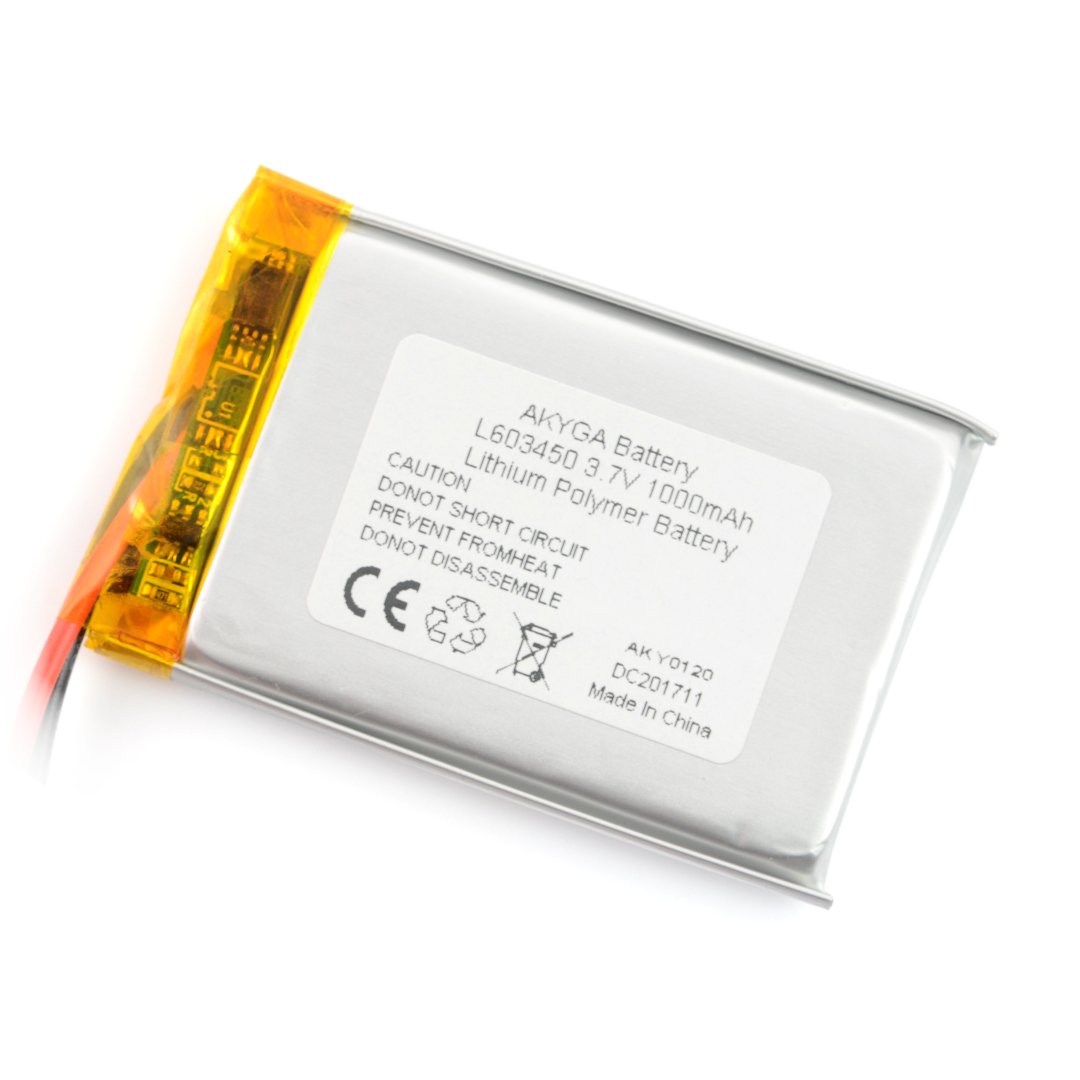 Akumulator Li-Pol Akyga 3,7V 1S 1000mAh przewody 100 mm