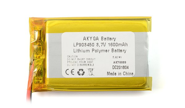 Akumulator Li-Pol Akyga 3,7 V 1600mAh - przewody 150 mm