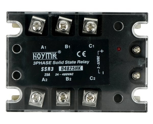 Przekaźnik półprzewodnikowy trójfazowy SSR HOYMK D4825HK 3x25A.