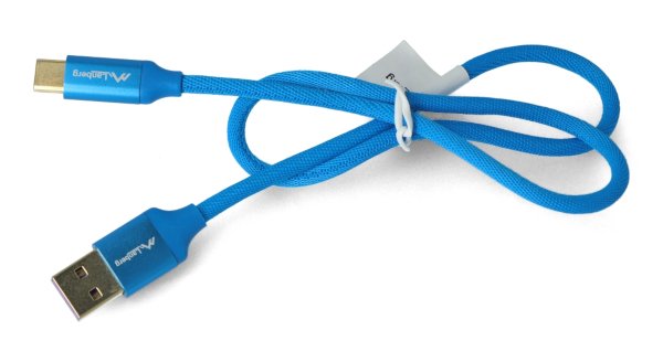 Przewód USB Typ A-C 2.0 niebieski premium 5A - 0,5m