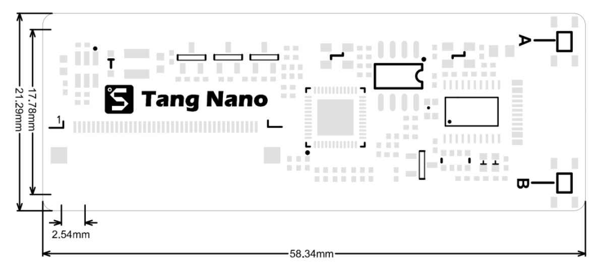 Wymiary płytki Sipeed Tang Nano