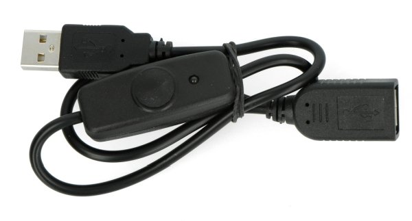Przedłużacz USB A - A z włącznikiem On/Off czarny - 0,5m
