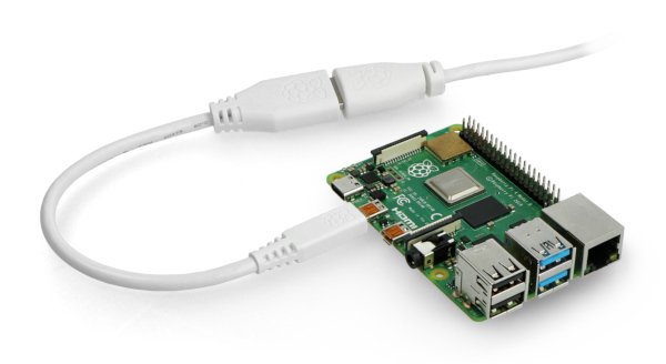 Adapter microHDMI - HDMI podłączony do Raspberry Pi 4B