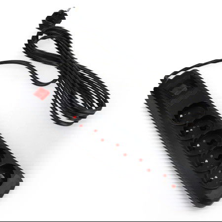 Armac A5 black power strip with protection - 5 sockets - 3m