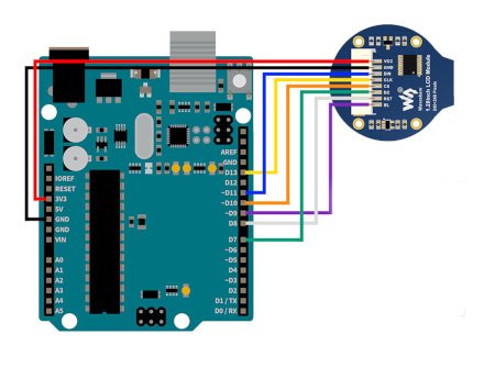 Connection diagram of the General display with the Arduino board.