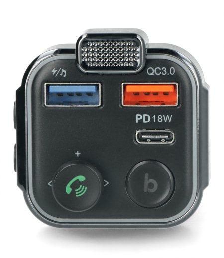 Transmiter samochodowy FM z zestawem głośnomówiącym Blow Bluetooth 5.0 PD QC3.0 2xUSB-A i USB-C