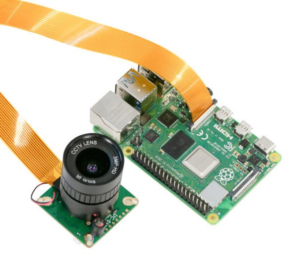 Camera connection example. Raspberry Pi is not included