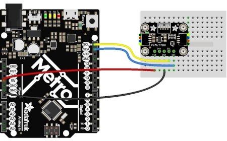 An example of connecting the module with the Metro board. The contact plate and the Metro plate are not part of the set - they can be purchased separately.