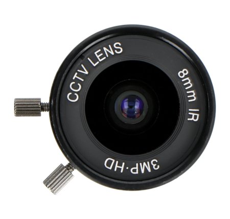 8mm CS-Mount lens with manual focus adjustment.