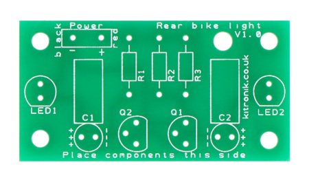 Rear Bike Light Project Kit - kit for the construction of rear bicycle lights - Kitronik 2106.