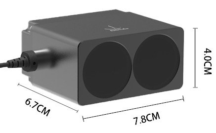 Compact dimensions of the laser distance sensor.