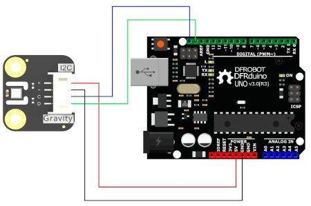 Connection diagram of the sensor using the DFRduino board.