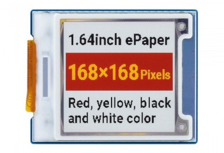 E-paper display - 1.64'' 168 x 168 px - 4 colors - SPI - Waveshare 22755