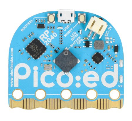 Pico:ed V2 has a wavy edge connector that allows you to connect peripheral devices using e.g. crocodile connectors.