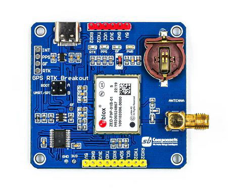 GPS-RTK HAT module with GNSS ZED-F9P system - overlay for Raspberry Pi - SB Components 25961