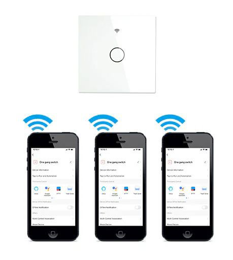 Tuya - touch wall switch - WiFi / Bluetooth - 1-channel - Moes WRS-EU1-WH-MS