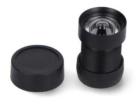 The black lens and black lid lie on a white background.