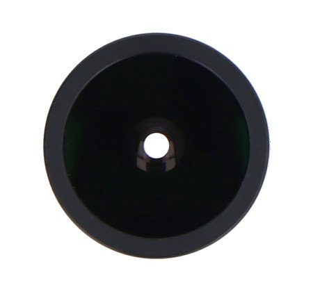 The black lens for the Arducam camera lies on a white background.