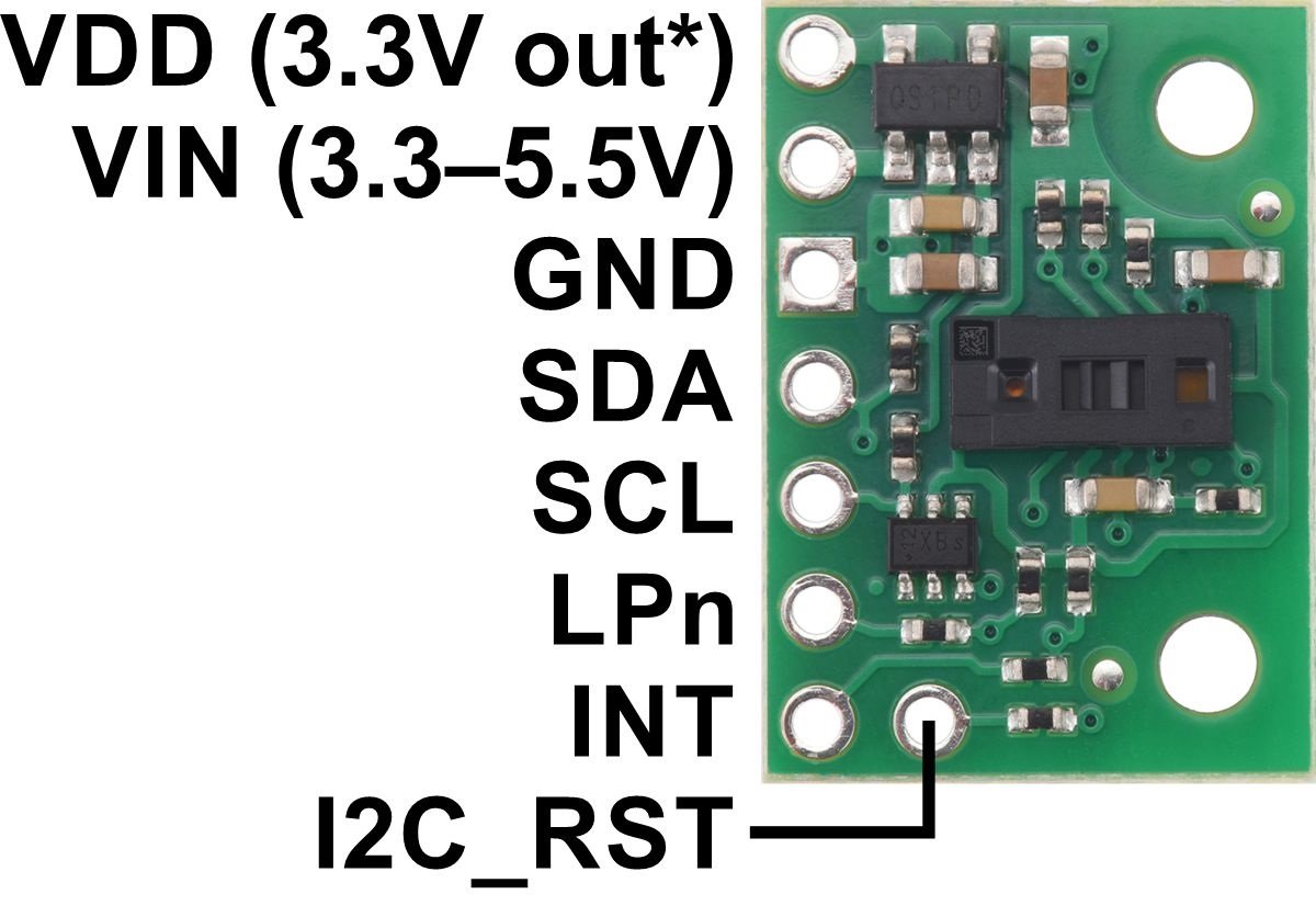 VL53L7CX time-of-flight - distance sensor - module pins