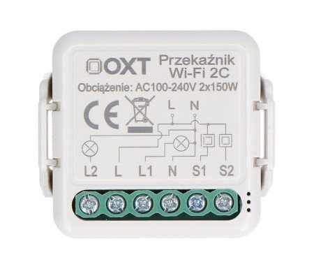 Tuya - 2-channel mini relay - WiFi - Android / iOS application - OXT T222