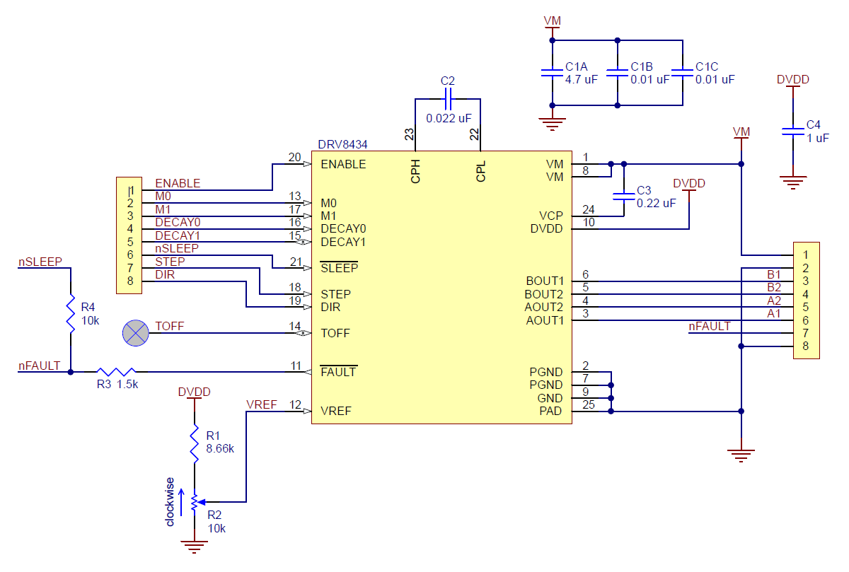 DRV8434 stepper motor driver carrier diagram