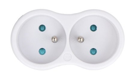 Electrical splitter - 2 sockets with grounding - white - DPM P902W