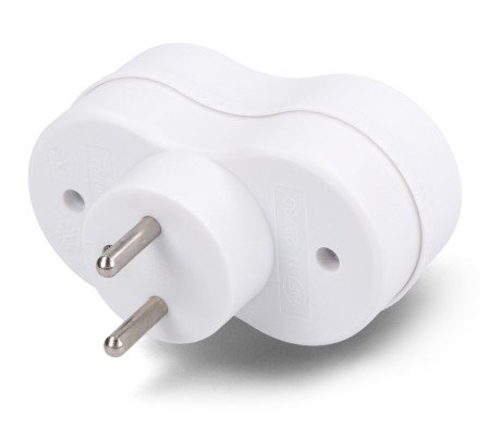 Electrical splitter - 2 sockets with grounding - white - DPM P902W