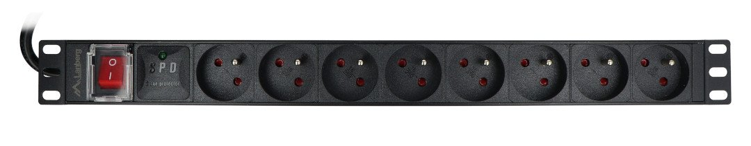Power strip for 19'' server racks - 8 sockets 16 A - 2 m - black - Lanberg PDU-08E-0200-BK