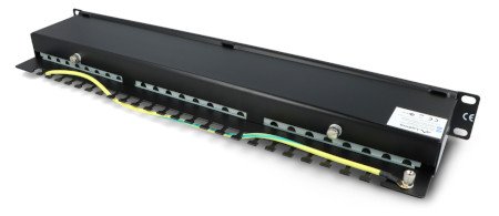 Patch Panel 24-port shielded - for 19'' server racks - 1U cat. 5e FTP - black - Lanberg PPS5-1024-B