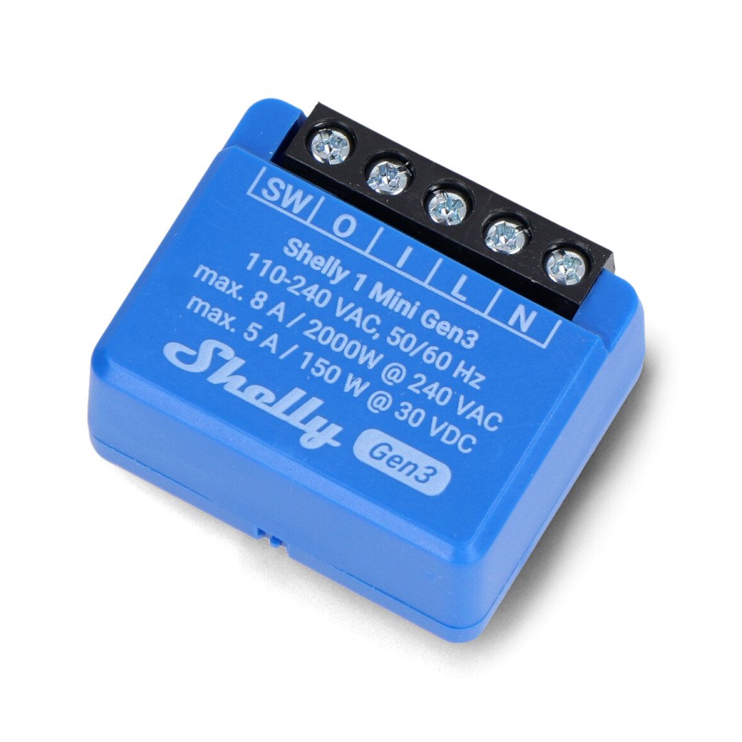 Shelly Plus 1 Mini Gen3 - 240 V / 8 A WiFi / Bluetooth relay - Android / iOS application
