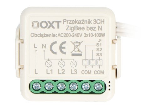 Tuya - 3-channel mini relay without N - ZigBee - Android / iOS application - OXT SWTZ33