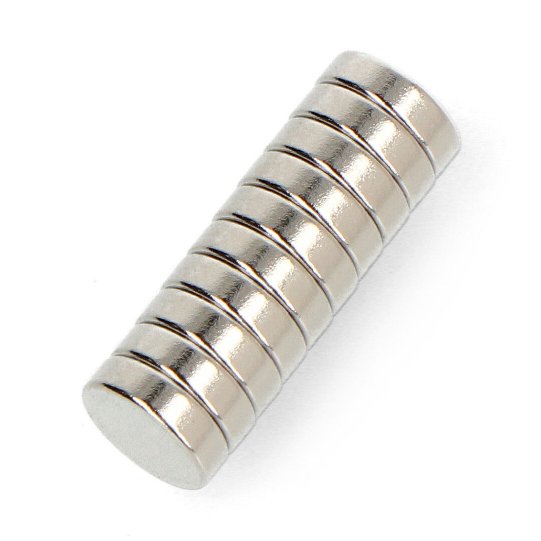 Neodymium round magnet N42 / Ni + Cu + Ni - 7 x 2 mm - 10 pcs.