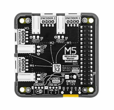 4EncoderMotor Module - 4-channel motor driver - STM32 + BL5617 - for M5Core development modules - M5Stack M138