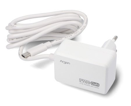 Argon40 27 W USB C power supply - 5.1 V / 5 A for Raspberry Pi 5 - white